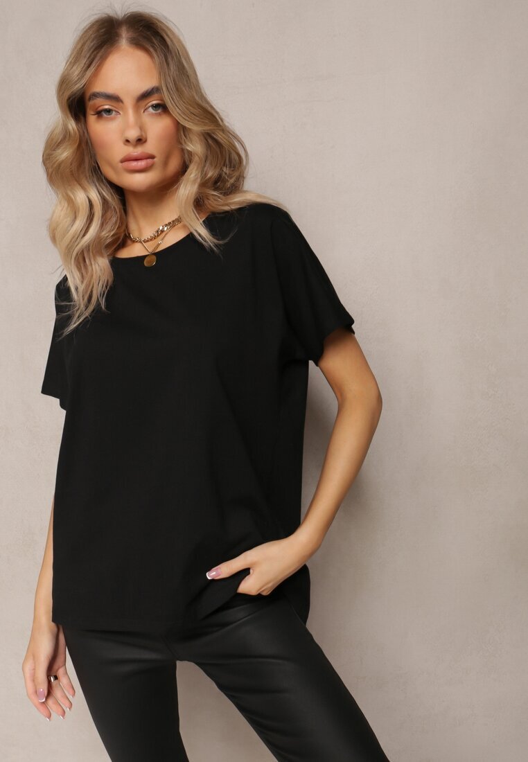 glo-story Tricou Negru de bumbac cu mânecă scurtă Kyndell
