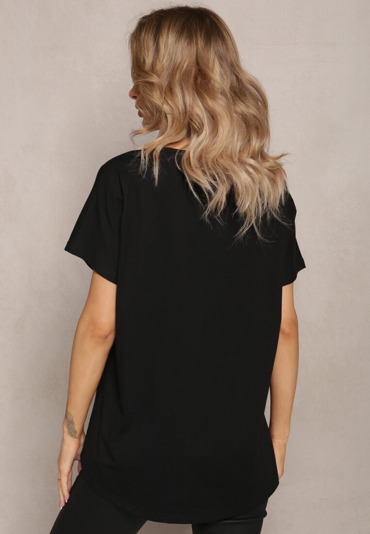 glo-story Tricou Negru de bumbac cu mânecă scurtă Kyndell