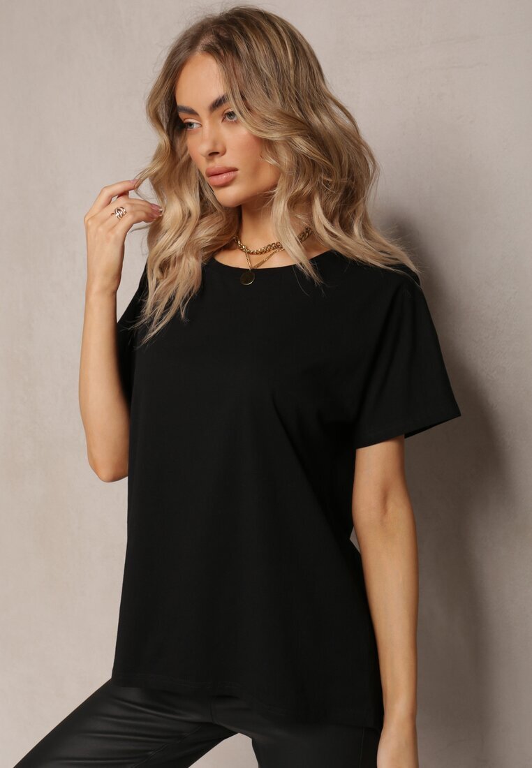 glo-story Tricou Negru de bumbac cu mânecă scurtă Kyndell