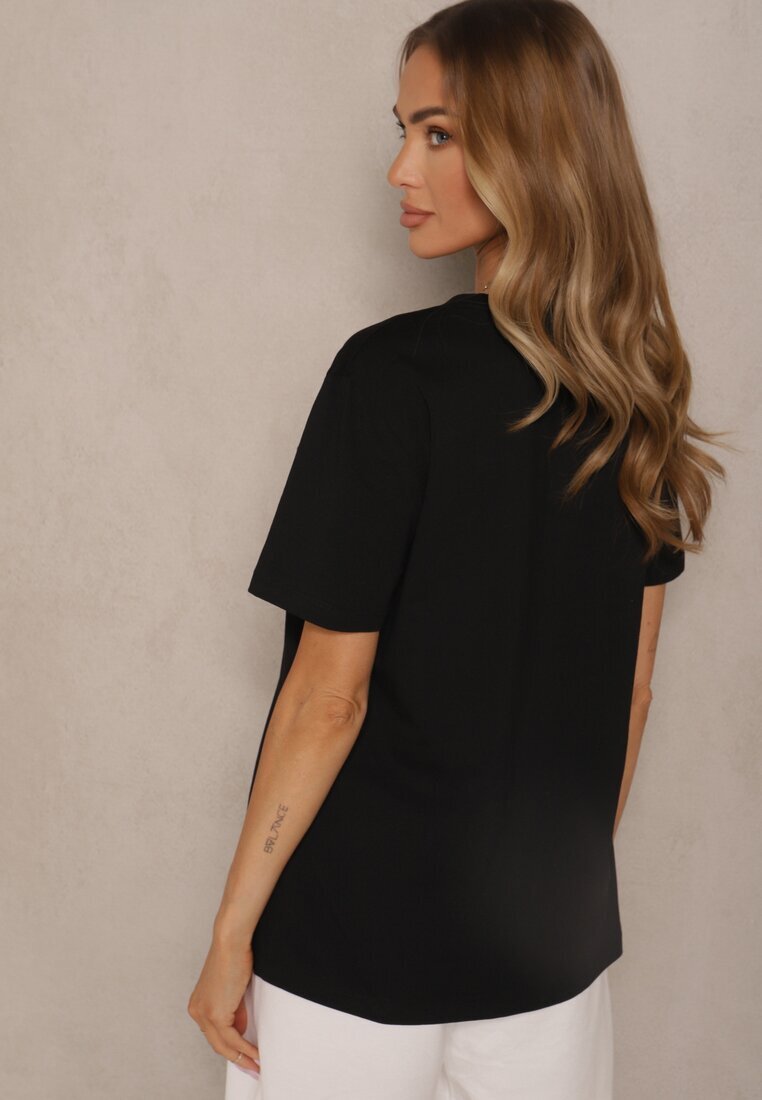 glo-story Tricou Negru din Bumbac cu Imprimeu Tellanis
