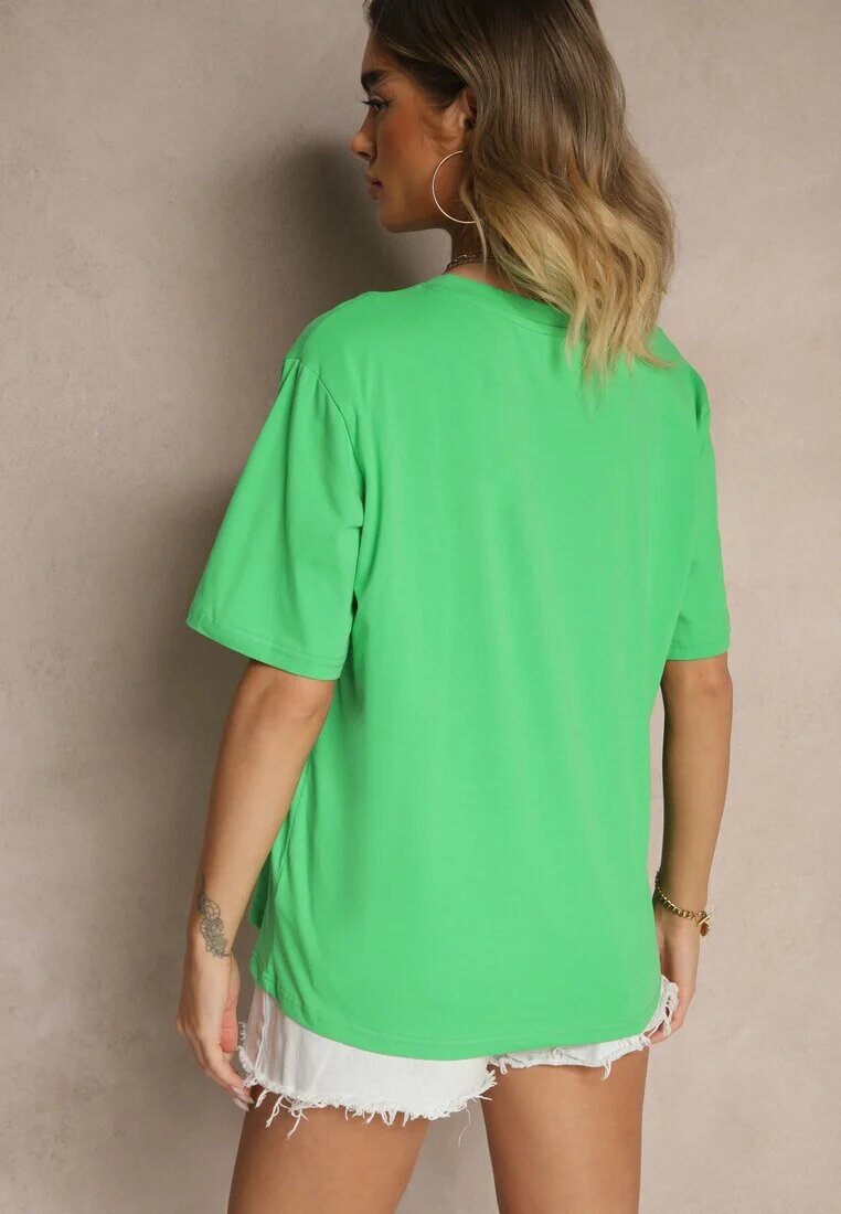 glo-story Tricou Verde din Bumbac Decorat cu Sclipici Isadelle