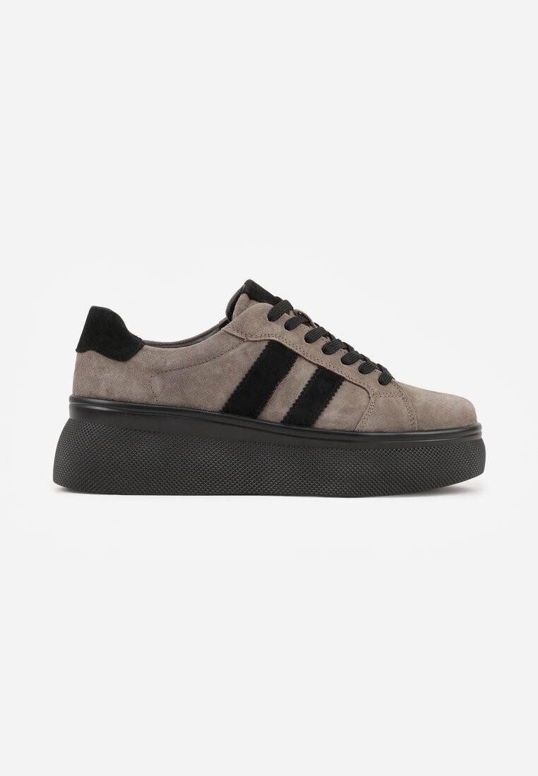 goodin Adidași Bej închis Din piele întoarsă Chunky pe Platformă Teslara