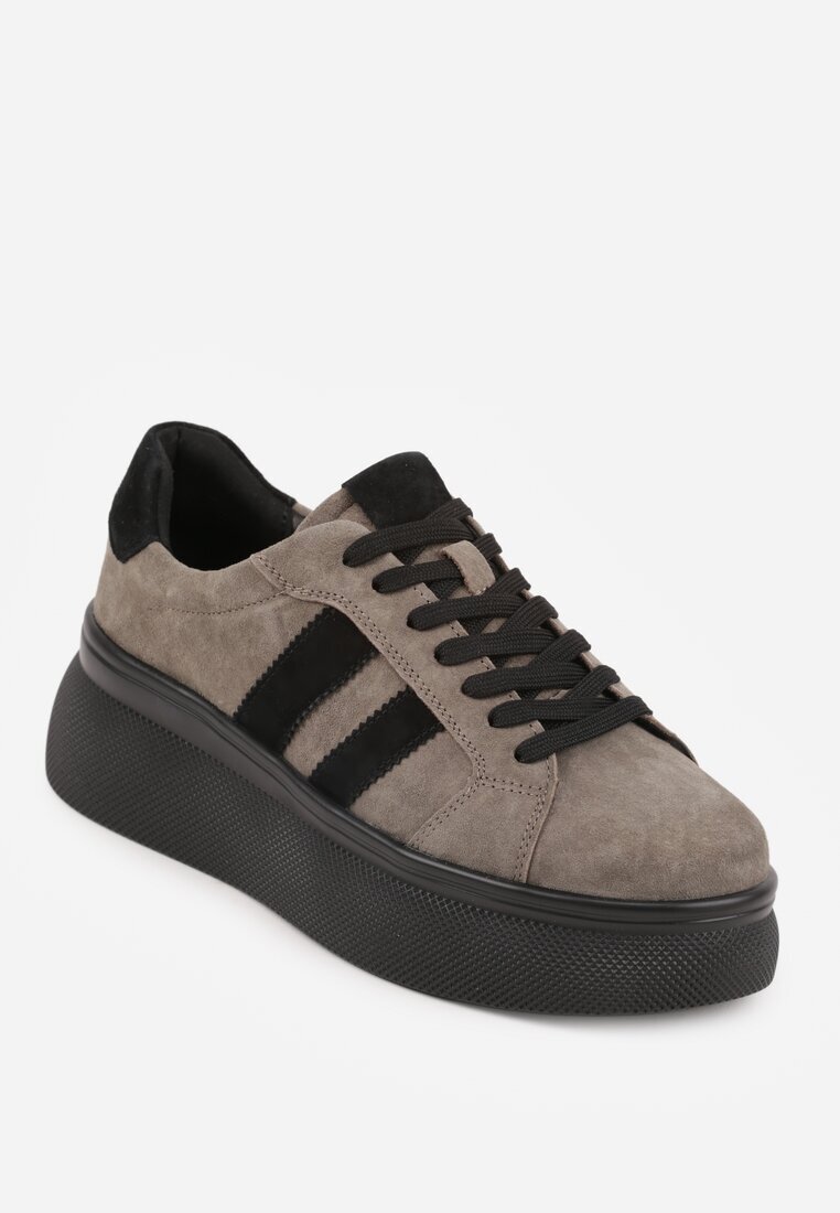 goodin Adidași Bej închis Din piele întoarsă Chunky pe Platformă Teslara