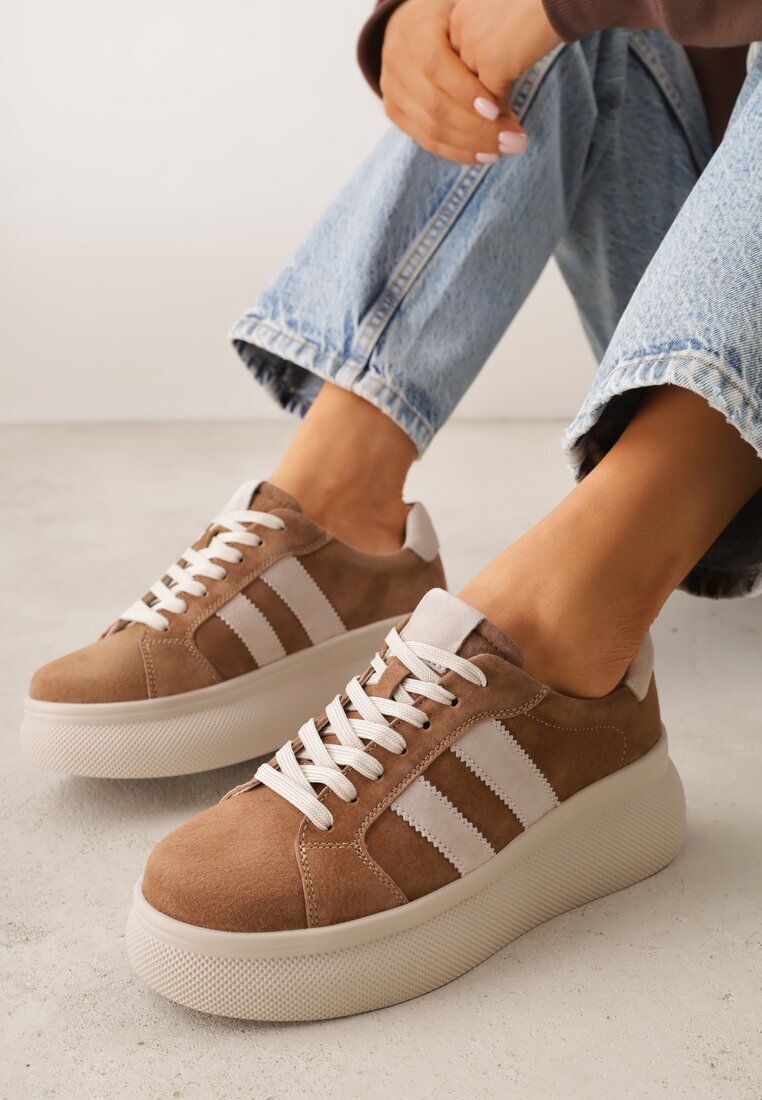 goodin Adidași Maro din Piele Întoarsă Chunky cu Platformă Teslara