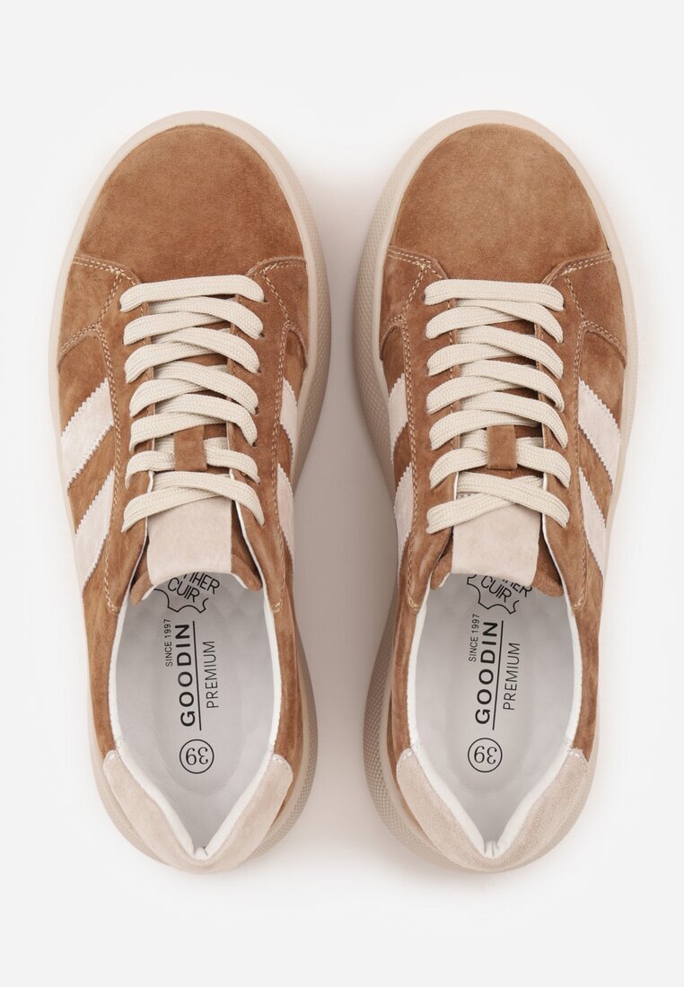 goodin Adidași Maro din Piele Întoarsă Chunky cu Platformă Teslara