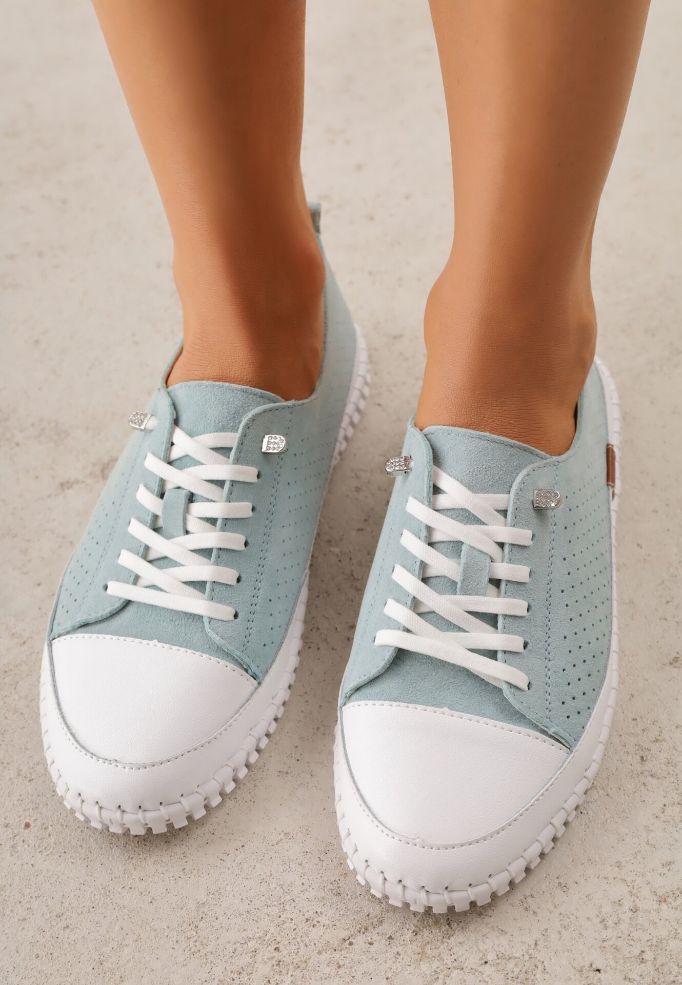 goodin Pantofi sport perforați din piele naturală cu talpă elastică Pigina Verde deschis