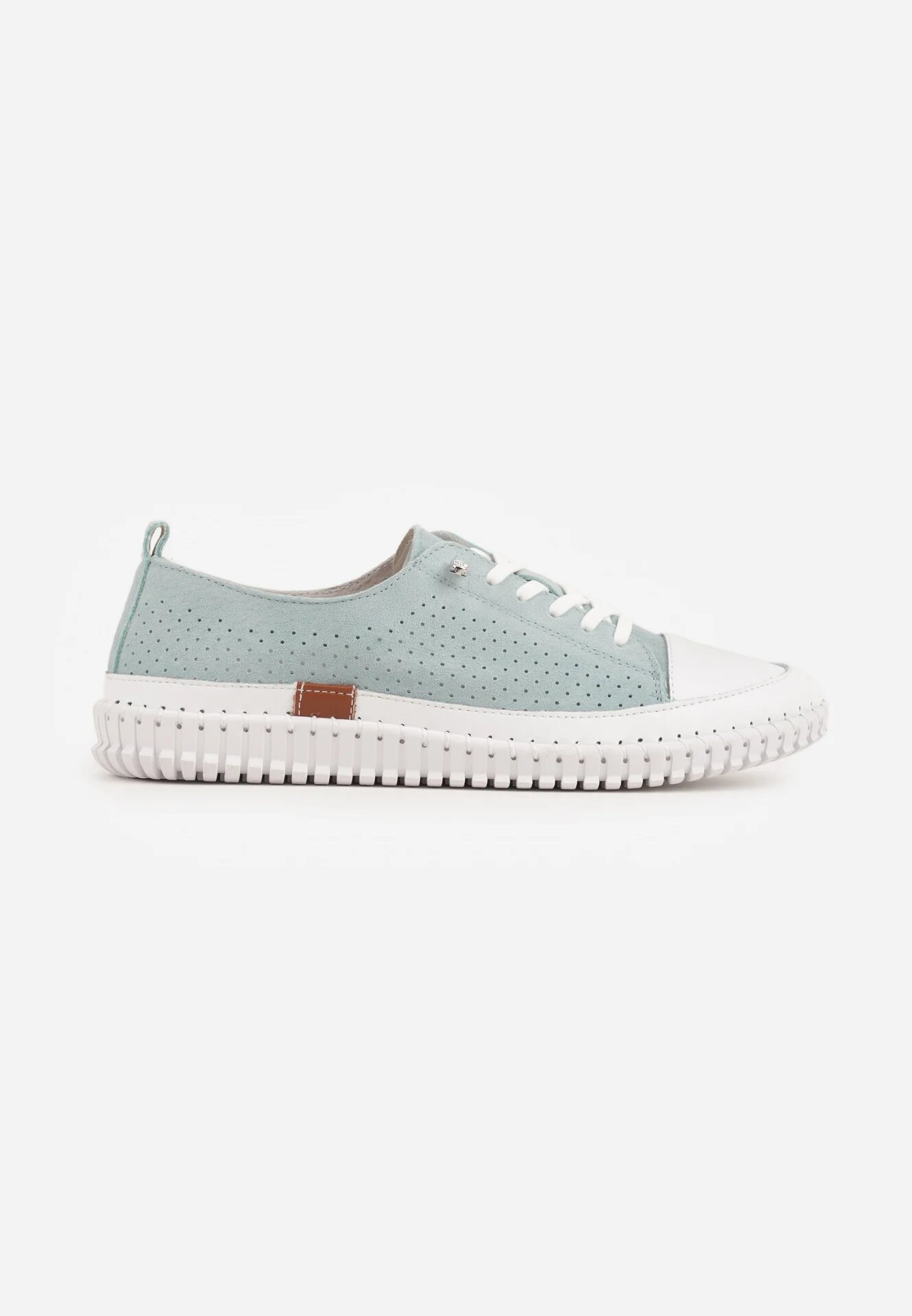 goodin Pantofi sport perforați din piele naturală cu talpă elastică Pigina Verde deschis
