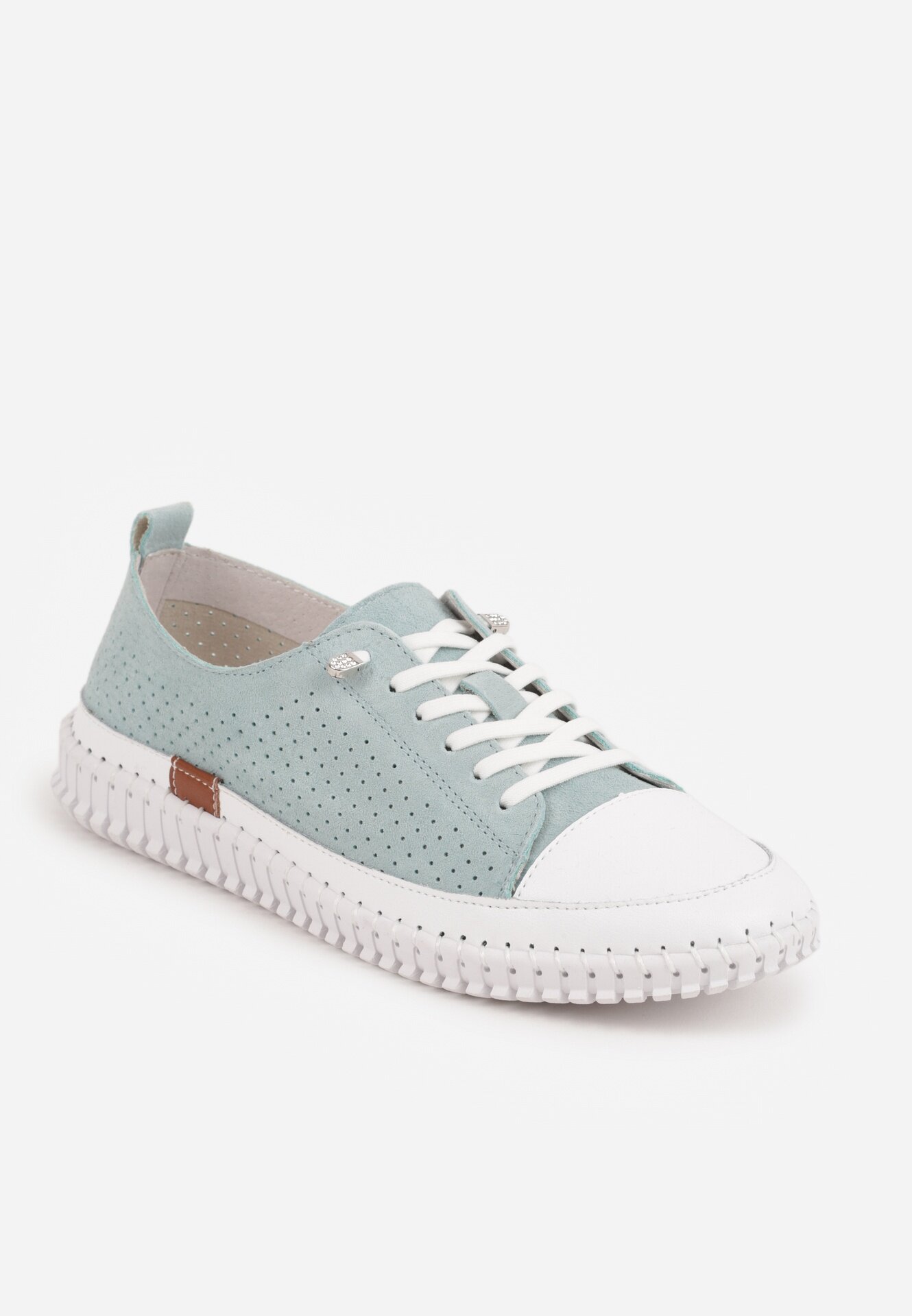 goodin Pantofi sport perforați din piele naturală cu talpă elastică Pigina Verde deschis