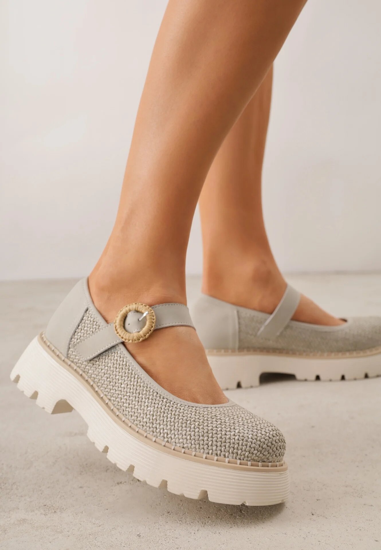 goodin Pantofi verzi din piele Mary Jane stil Chunky cu împletituri Morxina