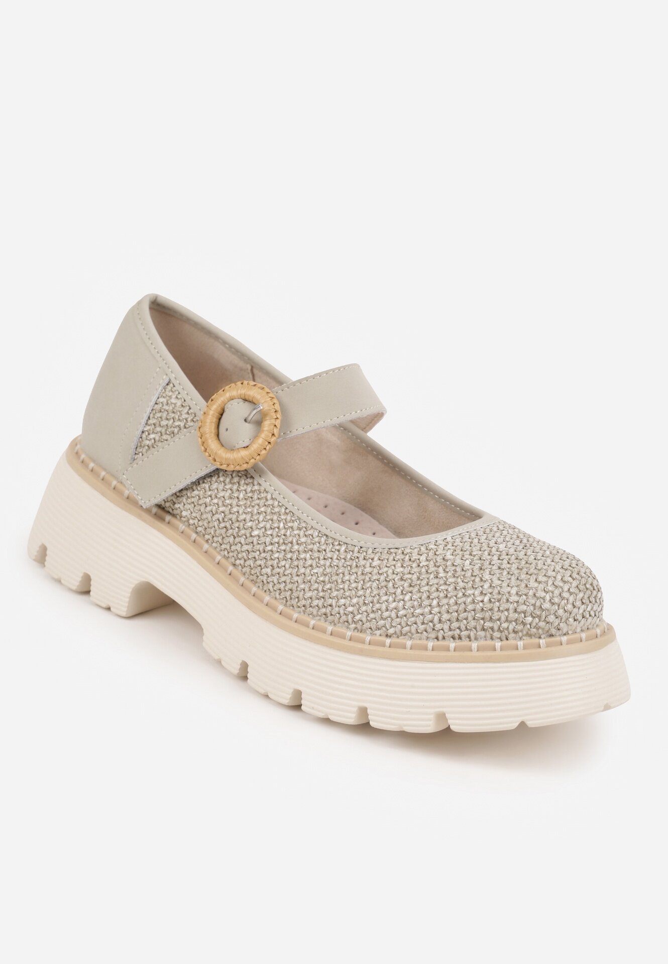 goodin Pantofi verzi din piele Mary Jane stil Chunky cu împletituri Morxina