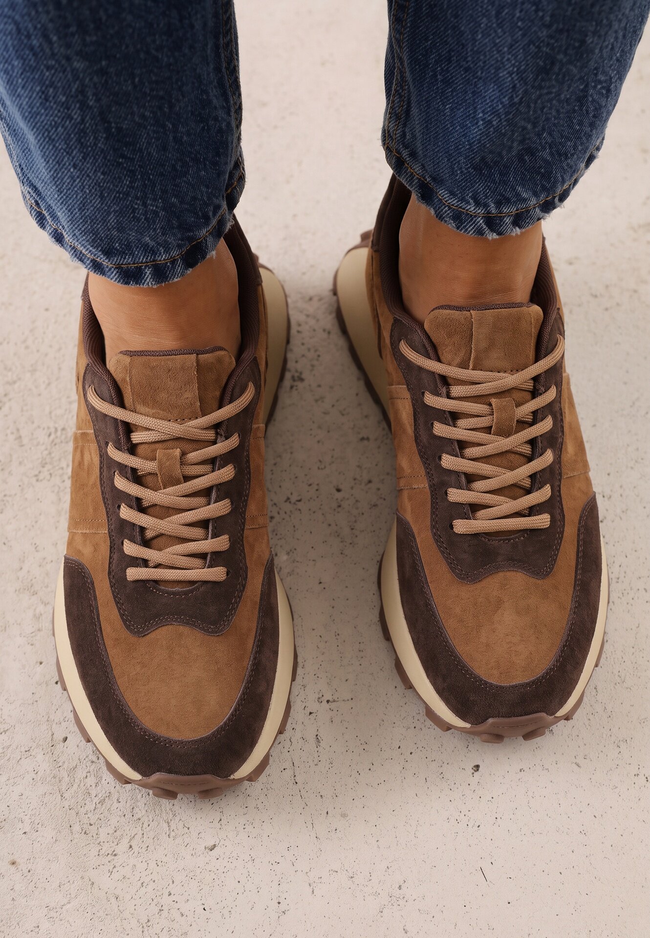 goodin Sneakers chunky din piele pe platformă cu talpă aderentă Calmo Maro