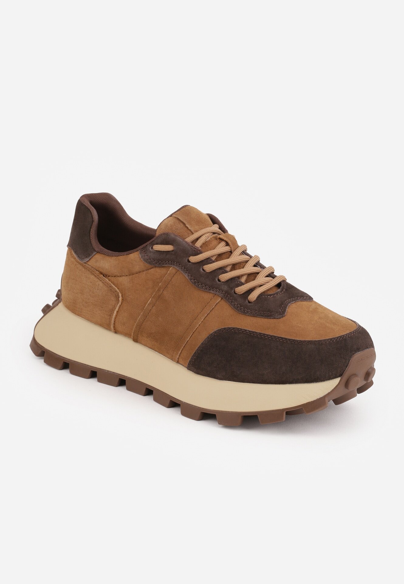 goodin Sneakers chunky din piele pe platformă cu talpă aderentă Calmo Maro
