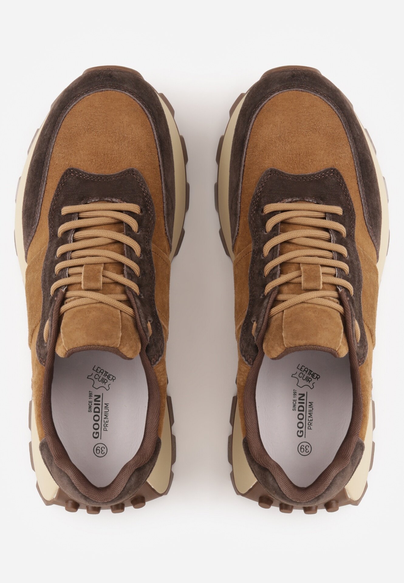 goodin Sneakers chunky din piele pe platformă cu talpă aderentă Calmo Maro