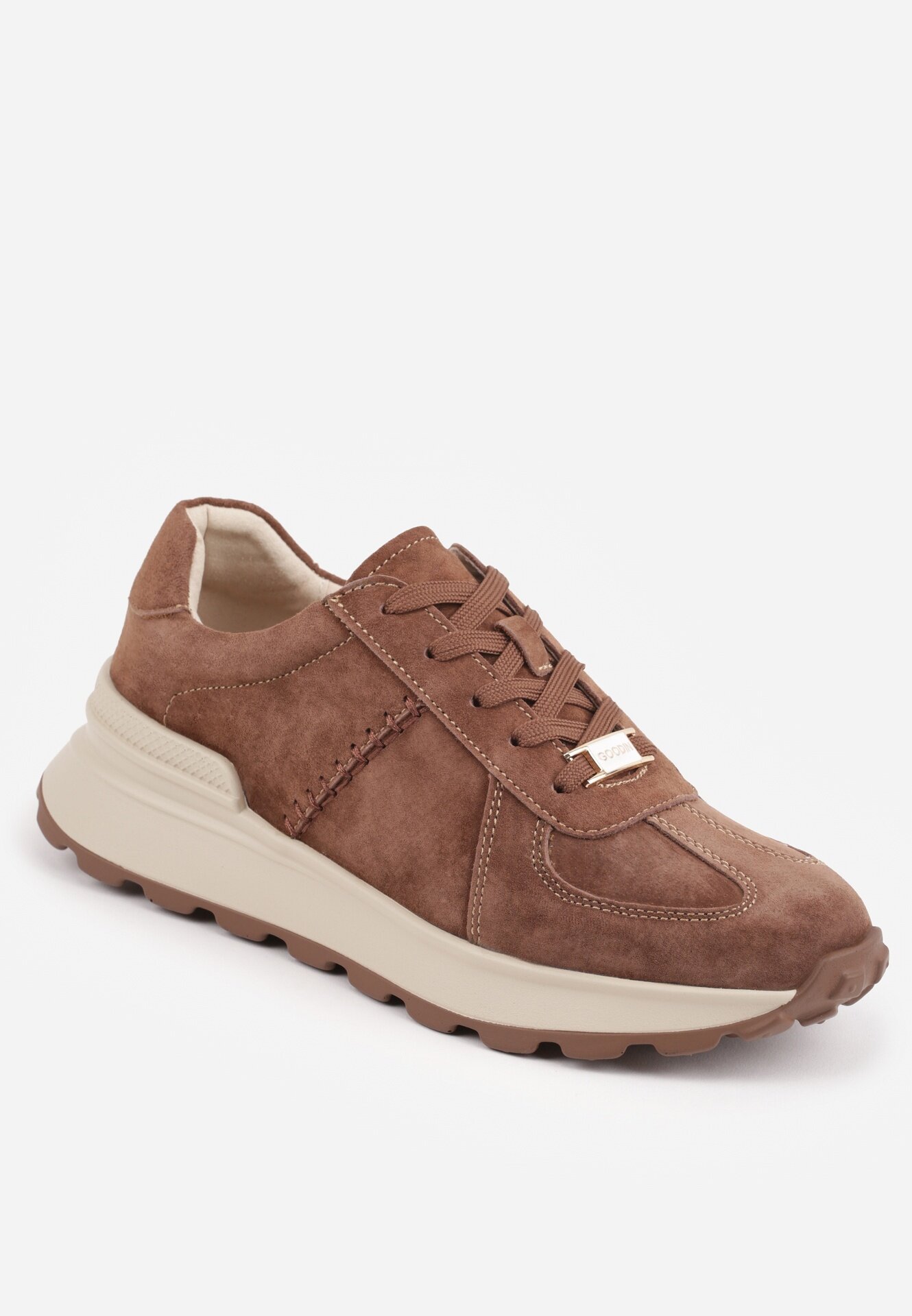 goodin Sneakers din piele întoarsă naturală pe platformă cu talpă profilată Eplia Maro închis