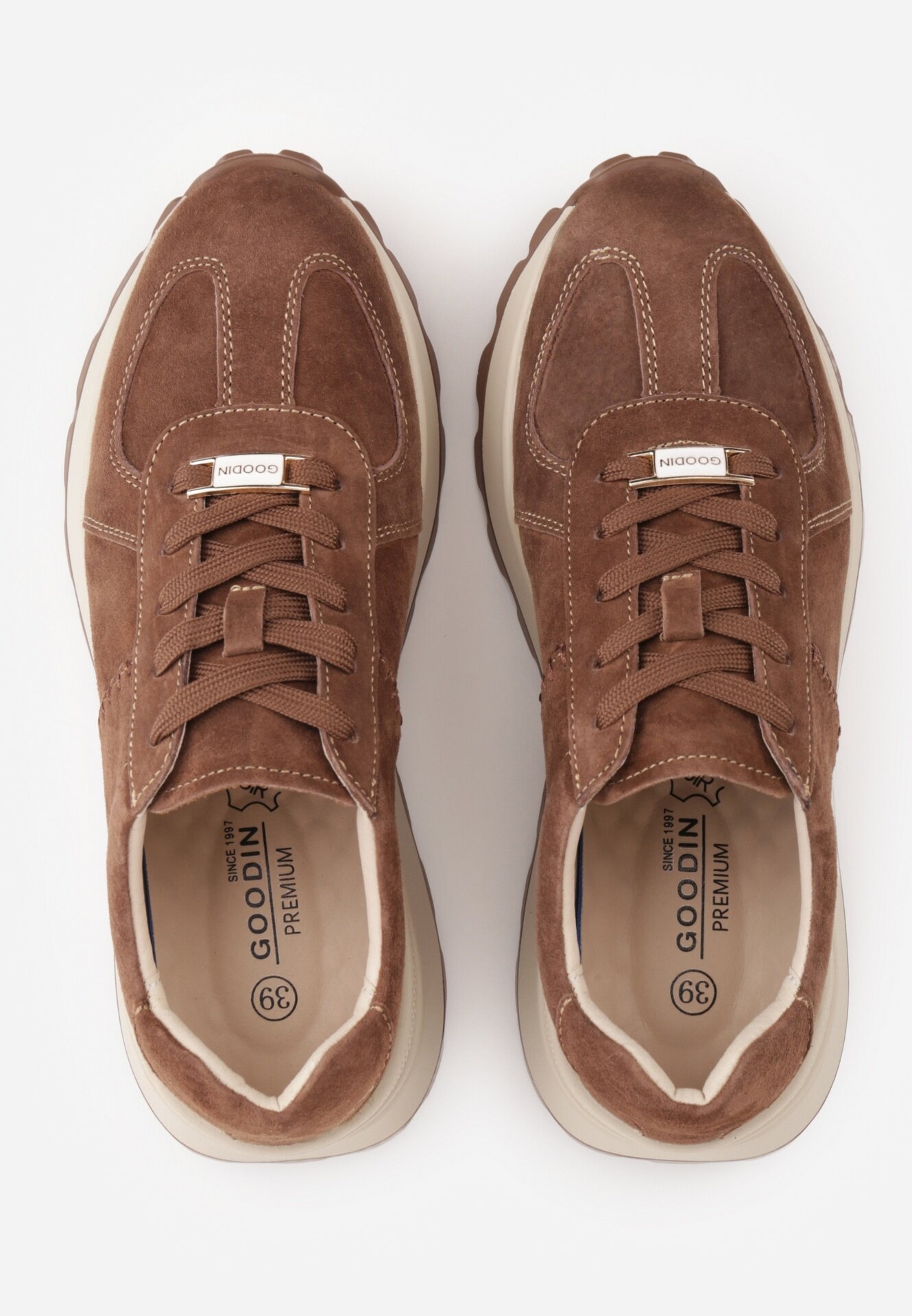 goodin Sneakers din piele întoarsă naturală pe platformă cu talpă profilată Eplia Maro închis