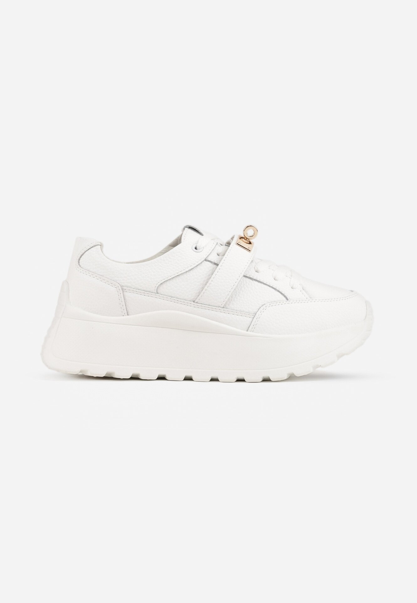goodin Sneakers din piele naturală pe platformă cu închidere metalică Jeannine Albi