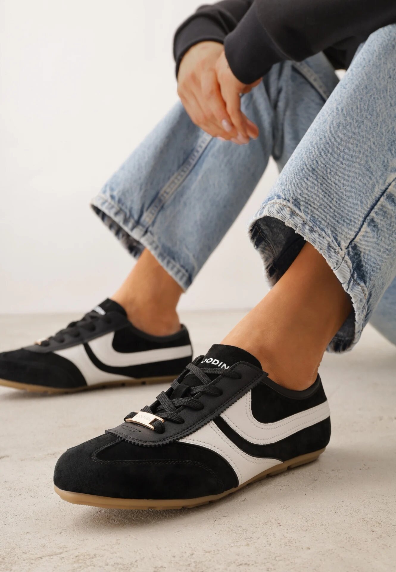 goodin Sneakers Negri Clasici Tenisi din Piele intoarsă naturală Talanashta