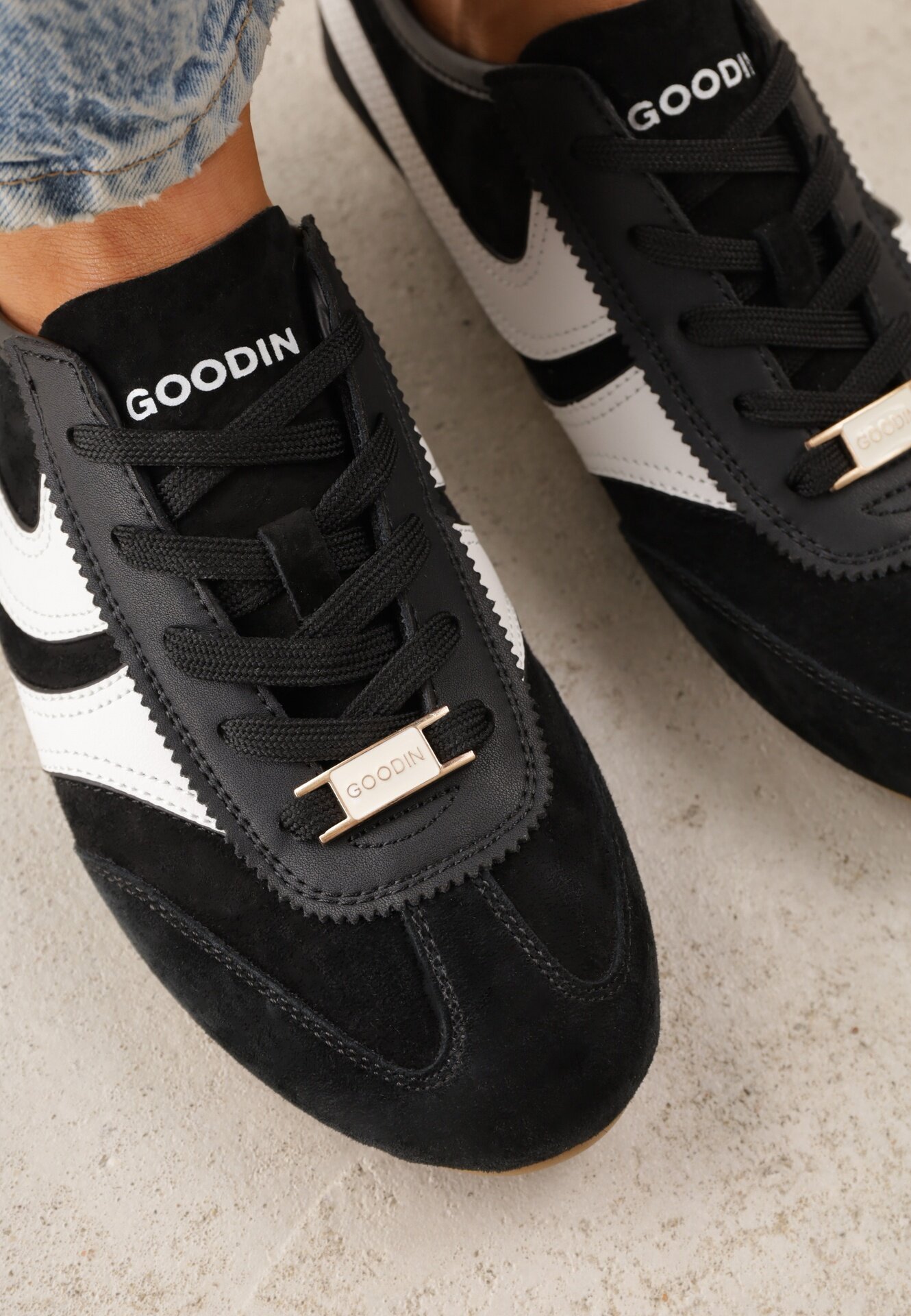 goodin Sneakers Negri Clasici Tenisi din Piele intoarsă naturală Talanashta