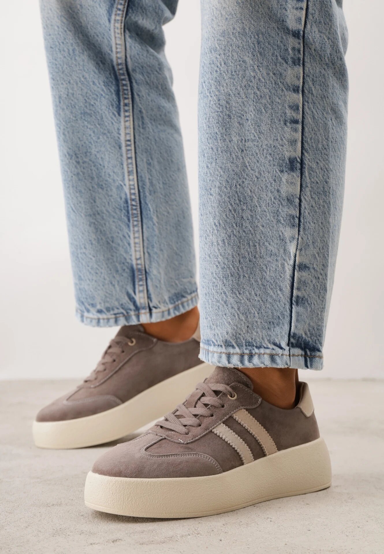goodin Sneakers retro tip tenis pe platformă din piele întoarsă naturală Noanela Maro