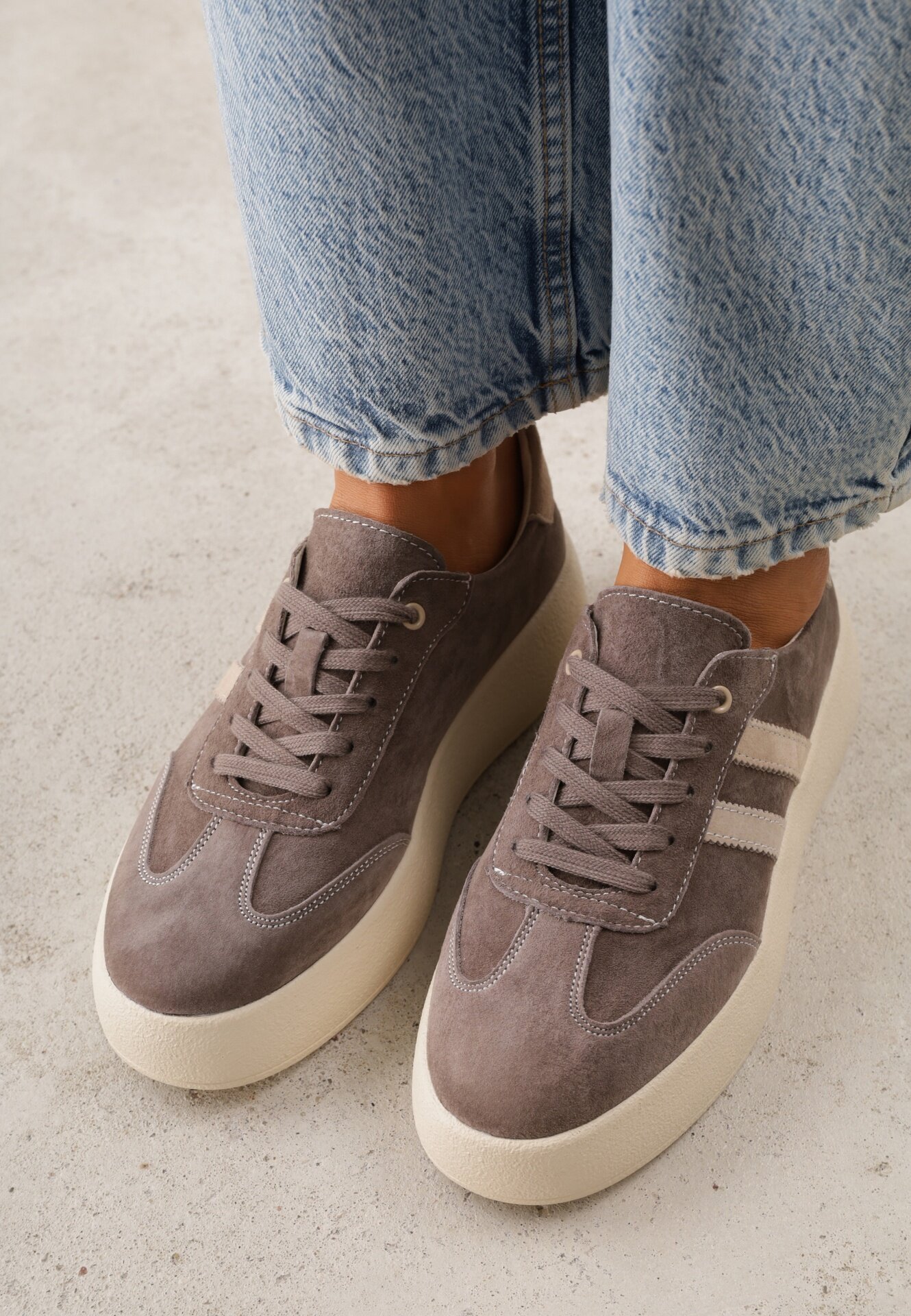 goodin Sneakers retro tip tenis pe platformă din piele întoarsă naturală Noanela Maro