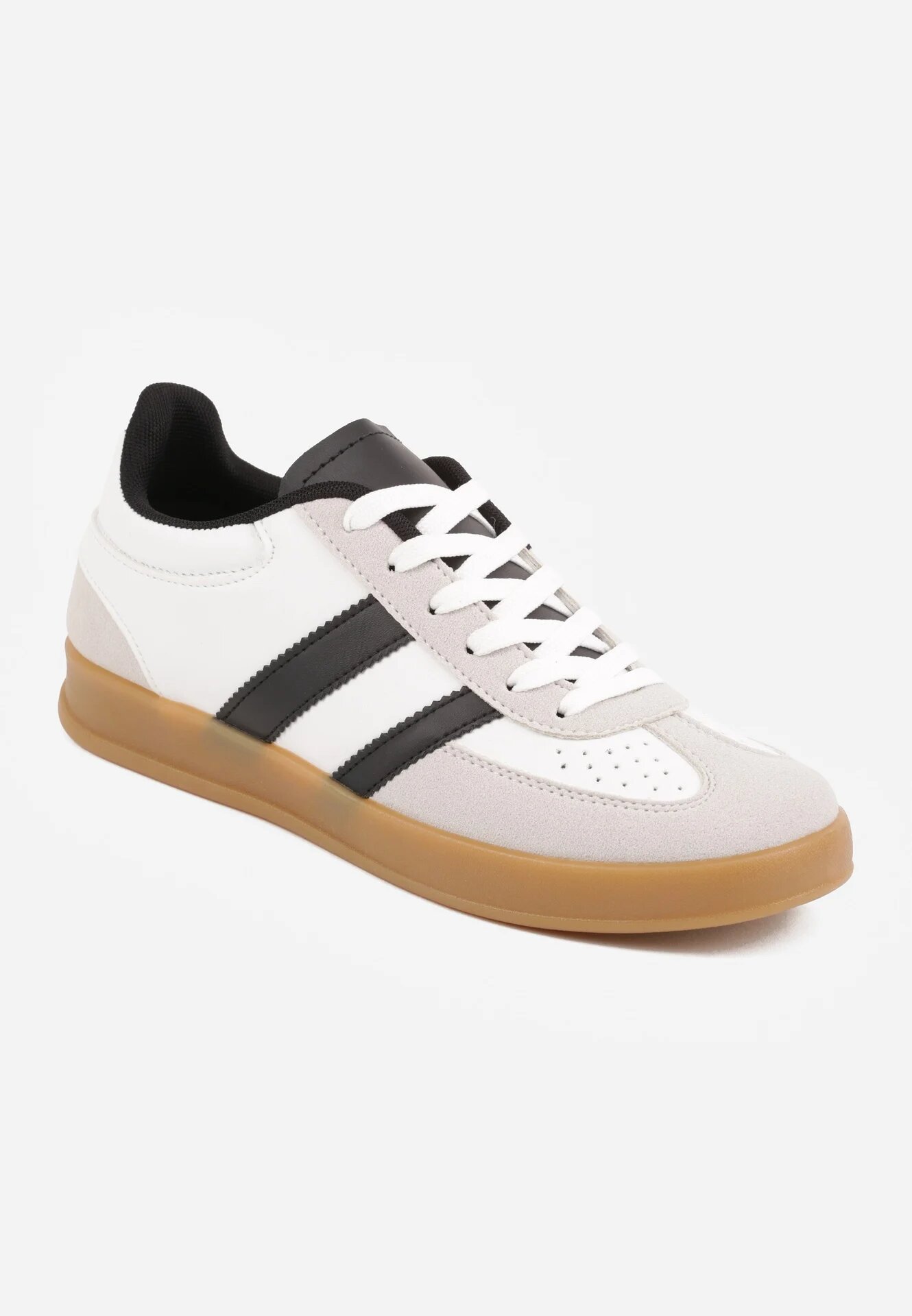 gowin Sneakersy Biało-Czarne în stilul tenisilor clasici Decorați cu cusături Ivelfia