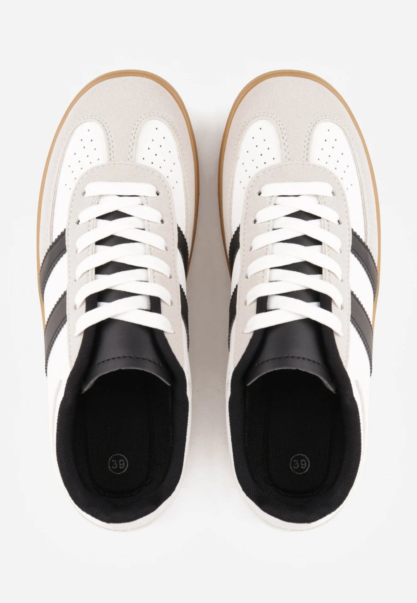 gowin Sneakersy Biało-Czarne în stilul tenisilor clasici Decorați cu cusături Ivelfia