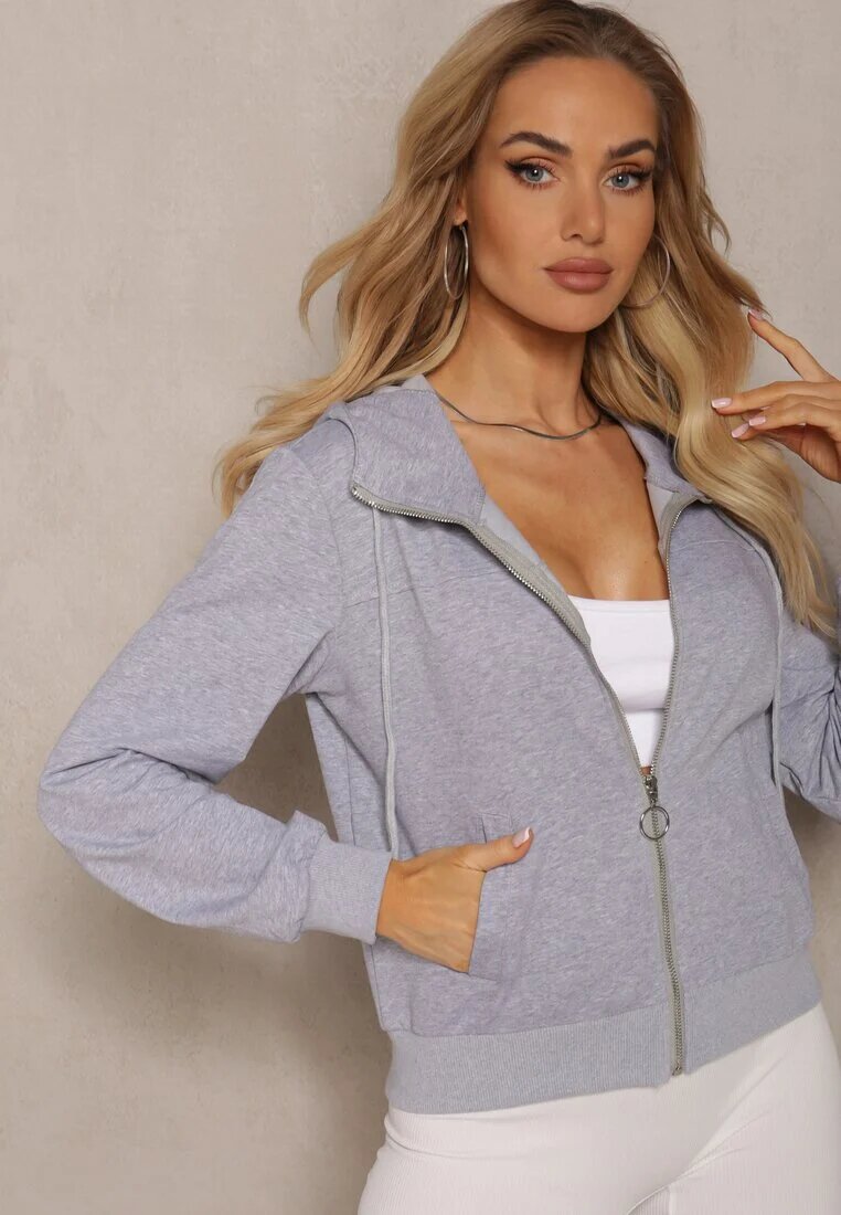 h&s Bluză Casual Gri cu Cusătură Decorativă și Glugă Siraca