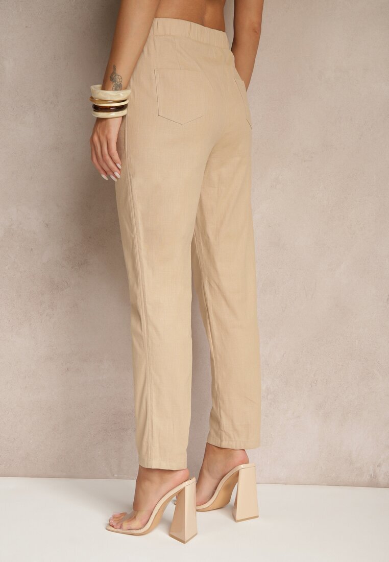 h&s Pantaloni Bej închis din Bumbac Decorați cu Legătură Zentebis