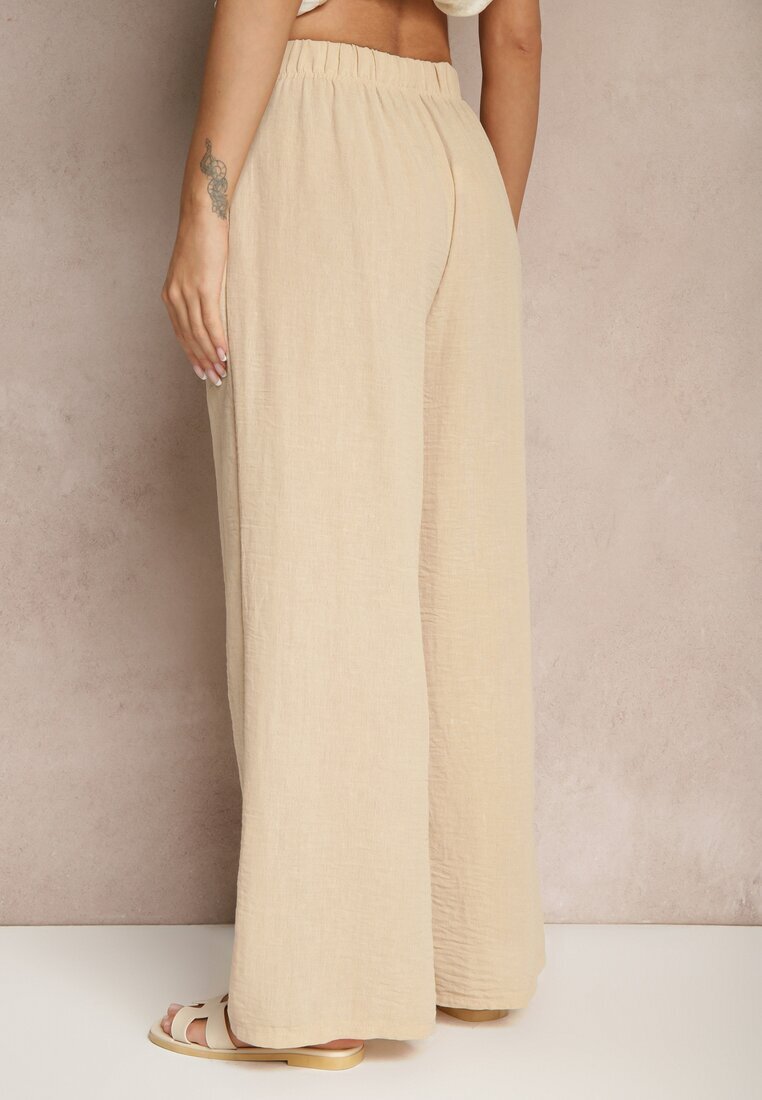 h&s Pantaloni Bej Palazzo cu Croială Largă High Waist Ollevia