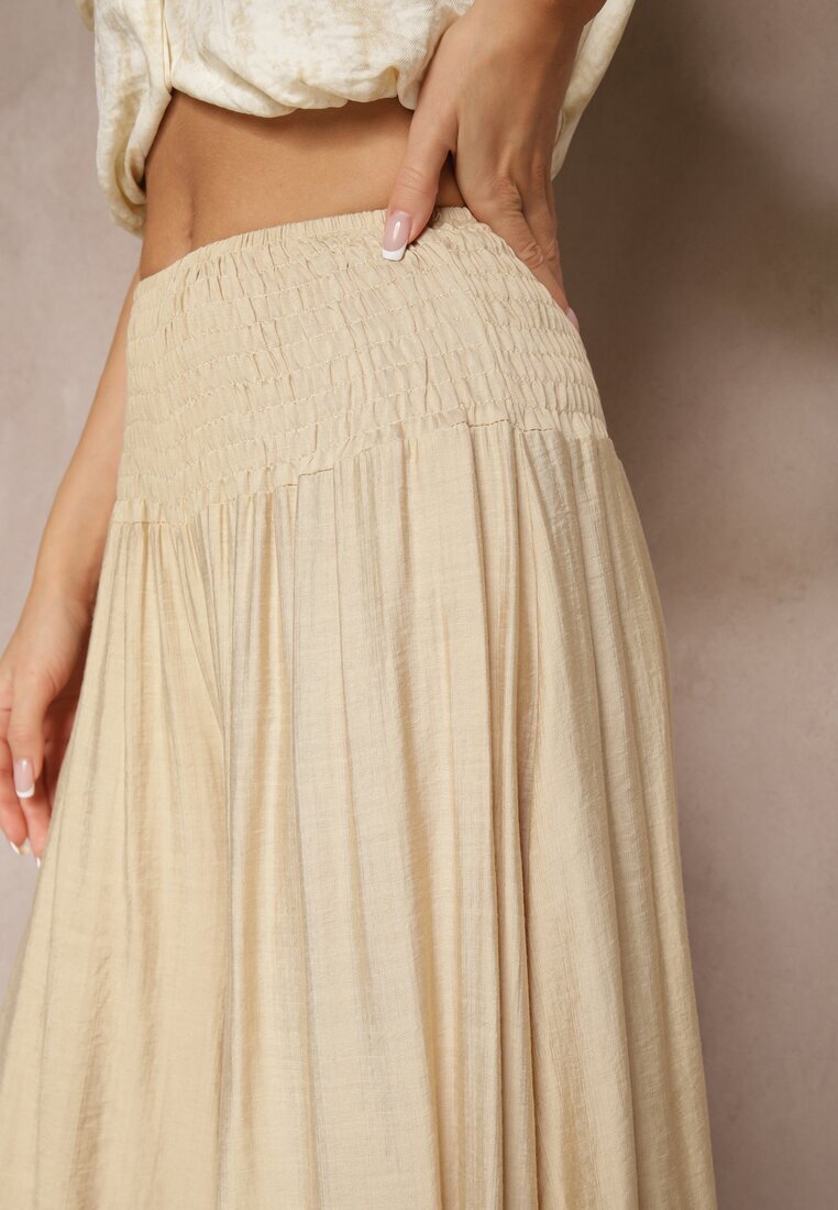 h&s Pantaloni bej tip culotte cu croială largă Talie înaltă Lungime 7/8 Ulanova