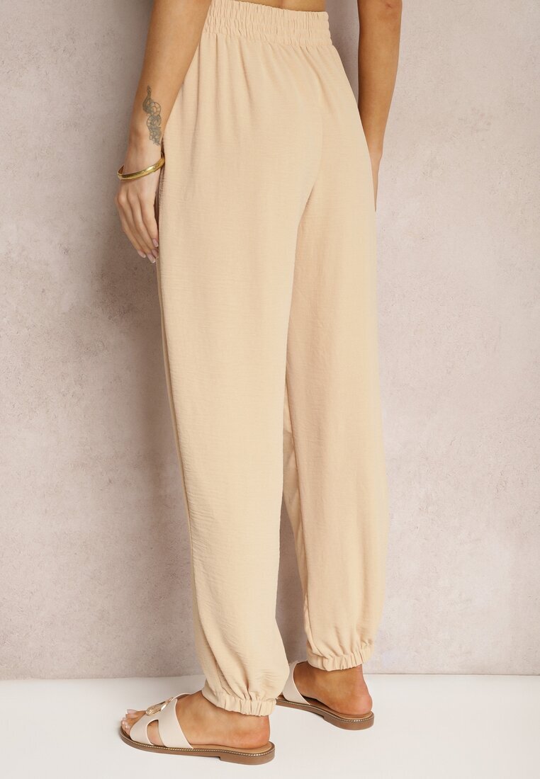 h&s Pantaloni Casual Bej High Waist Finisați cu elastic în talie Dimrue