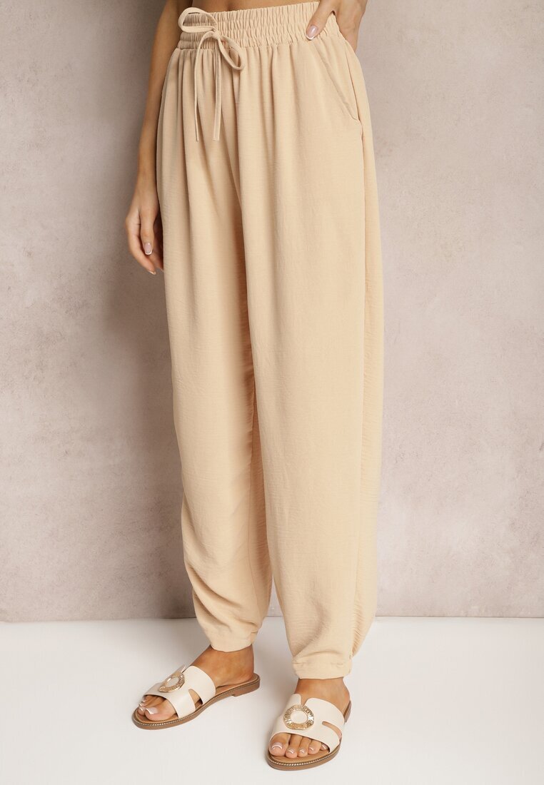 h&s Pantaloni Casual Bej High Waist Finisați cu elastic în talie Dimrue