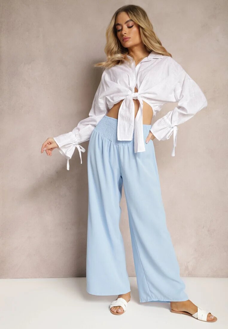 h&s Pantaloni Culotte Albastru deschis Talie înaltă cu elastic în talie Lipadre