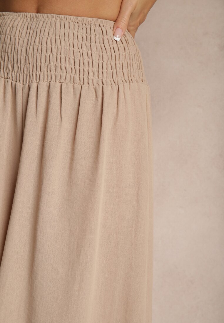 h&s Pantaloni Culotte Bej cu pliuri decorative Fenodria