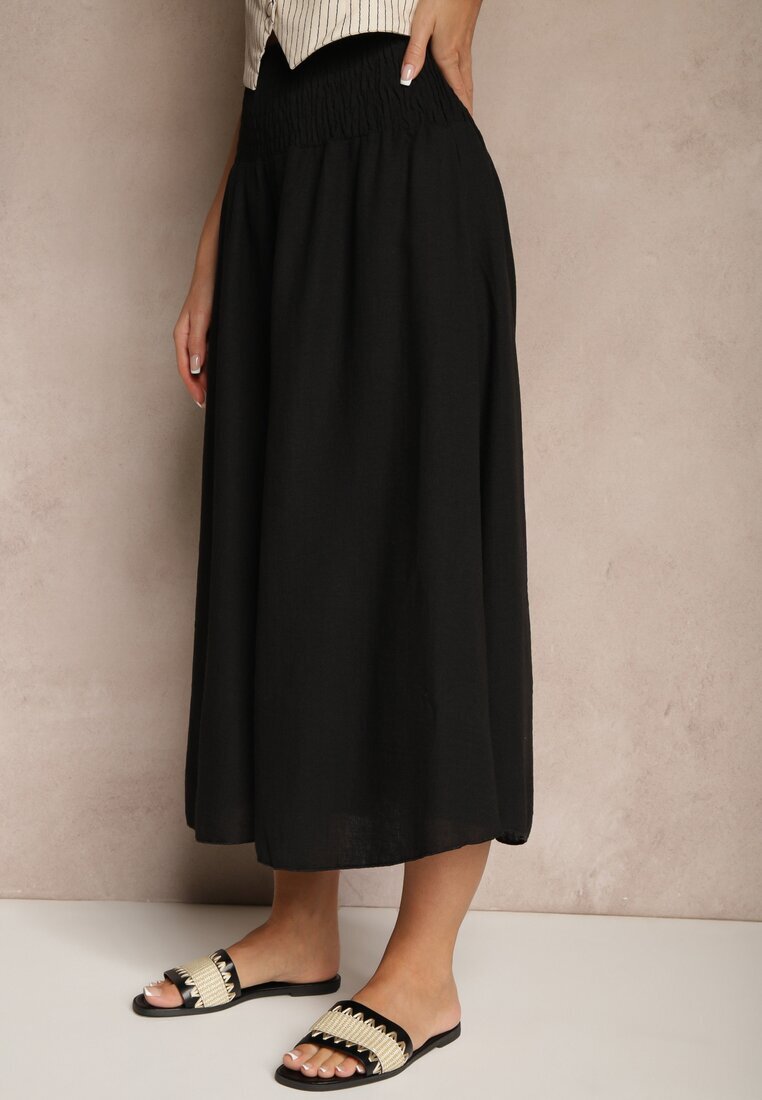 h&s Pantaloni culotte negri cu încrețituri decorative Fenodria