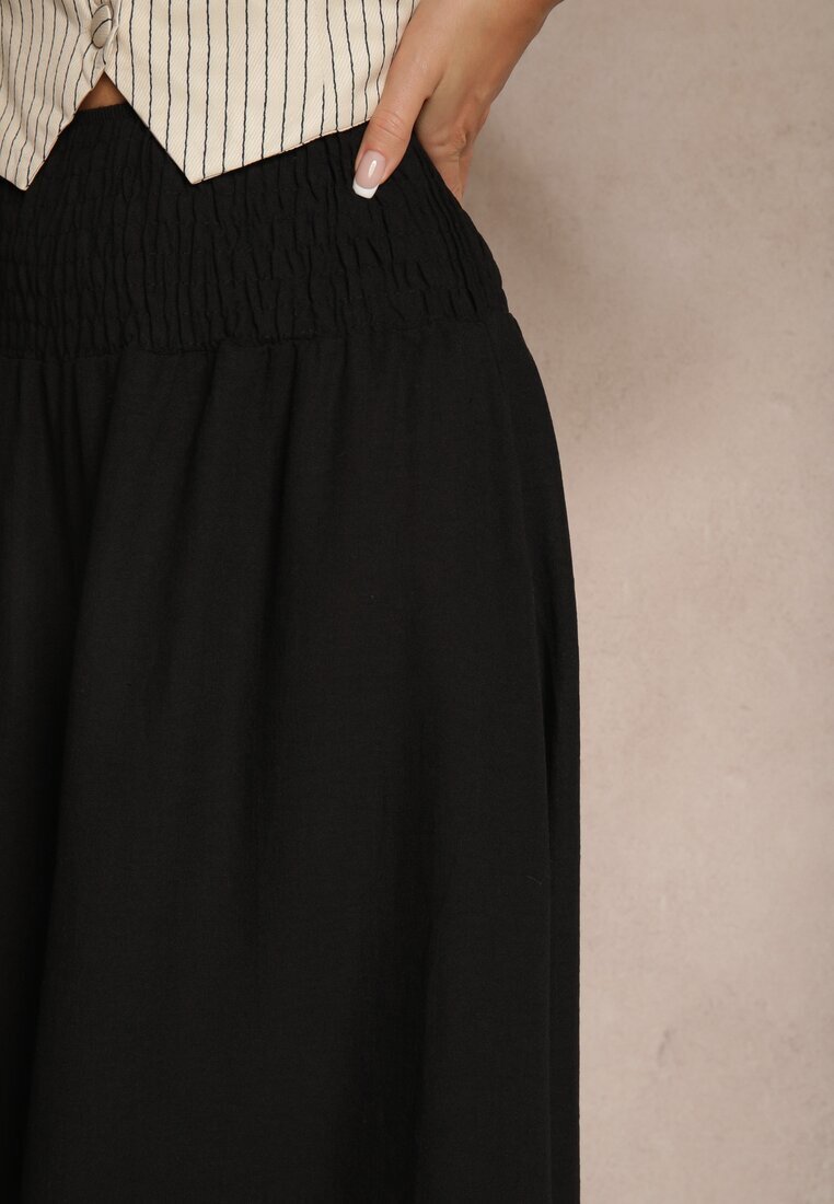 h&s Pantaloni culotte negri cu încrețituri decorative Fenodria