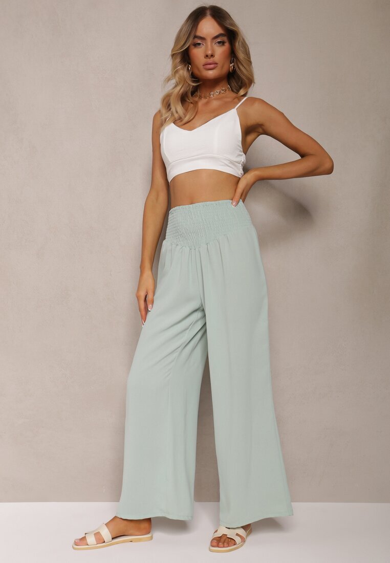 h&s Pantaloni Culotte Verde deschis Talie înaltă cu elastic în talie Lipadre