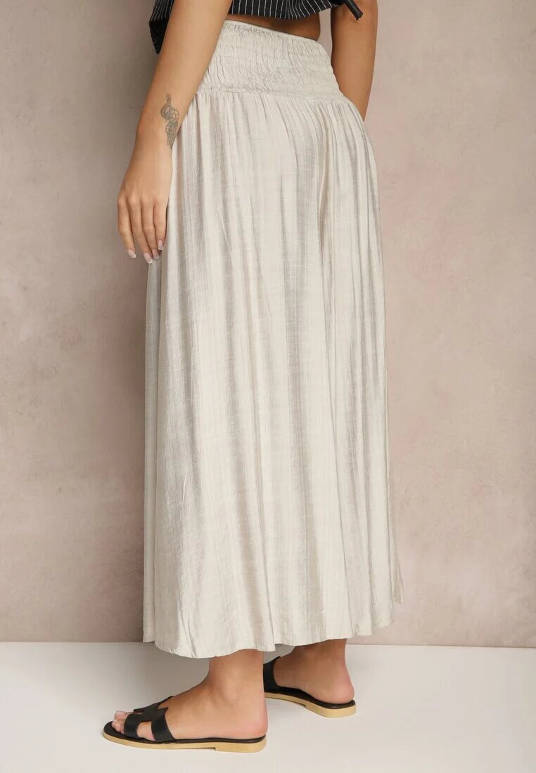 h&s Pantaloni Gri deschis croi larg Culottes talie înaltă lungime 7/8 Ulanova