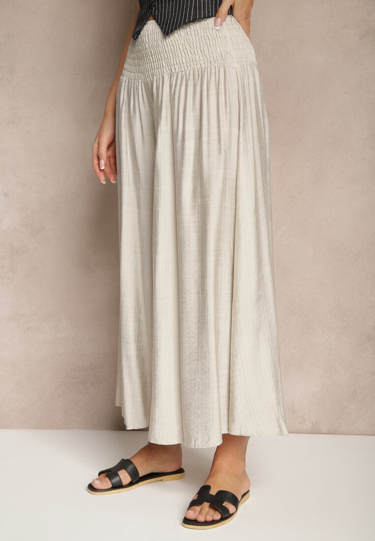 h&s Pantaloni Gri deschis croi larg Culottes talie înaltă lungime 7/8 Ulanova