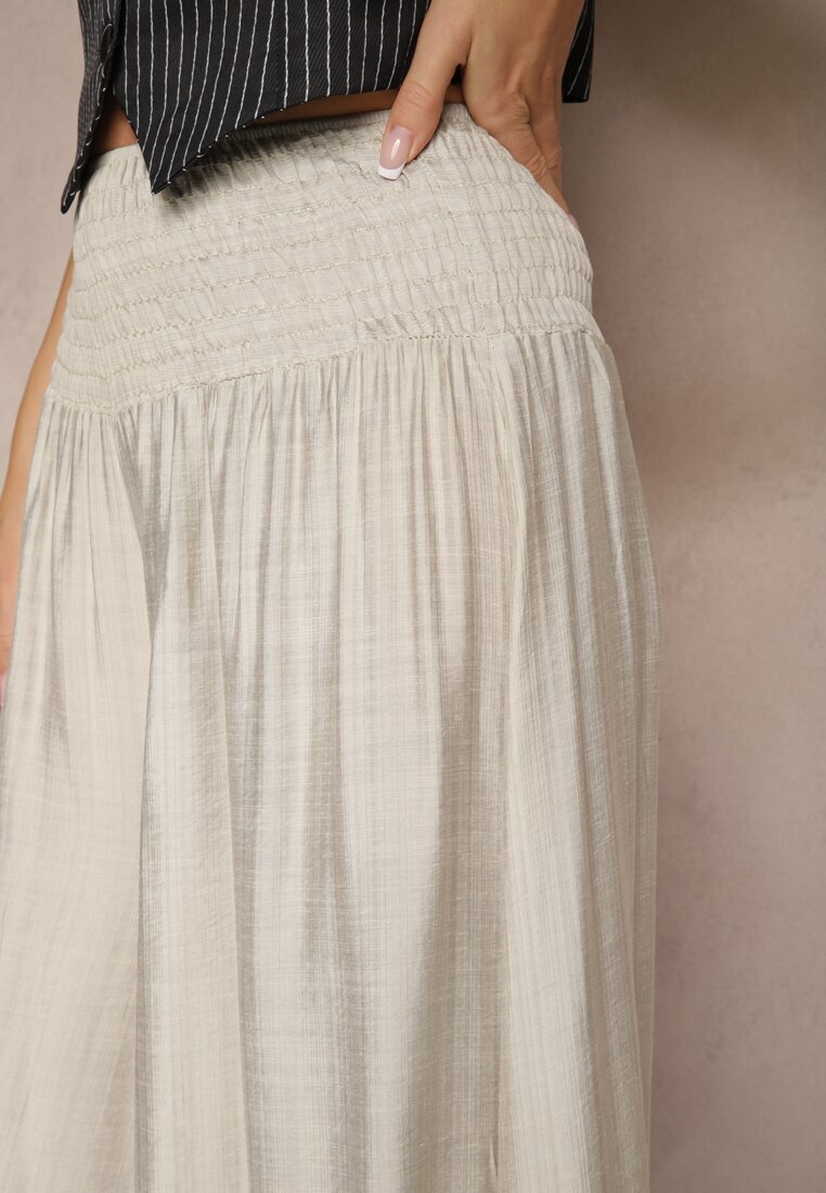 h&s Pantaloni Gri deschis croi larg Culottes talie înaltă lungime 7/8 Ulanova