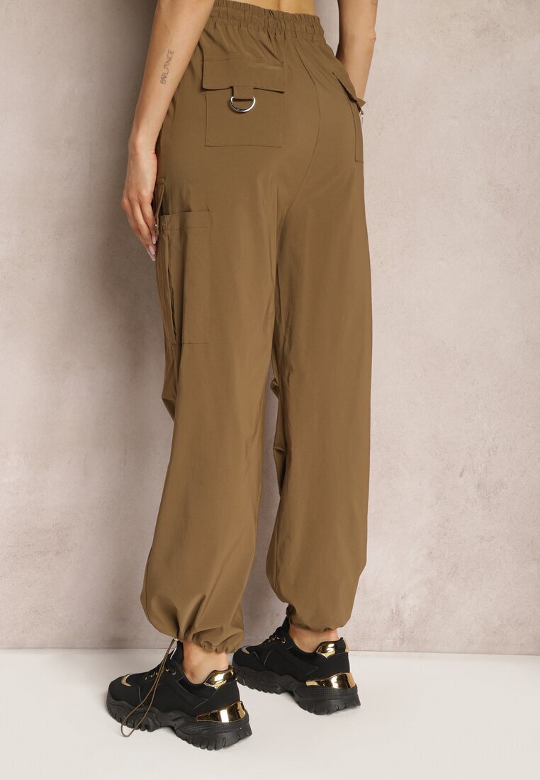 h&s Pantaloni Maro Largi Talie înaltă Stil cargo Cu elastic în talie Ellcara