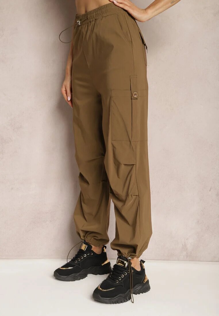 h&s Pantaloni Maro Largi Talie înaltă Stil cargo Cu elastic în talie Ellcara