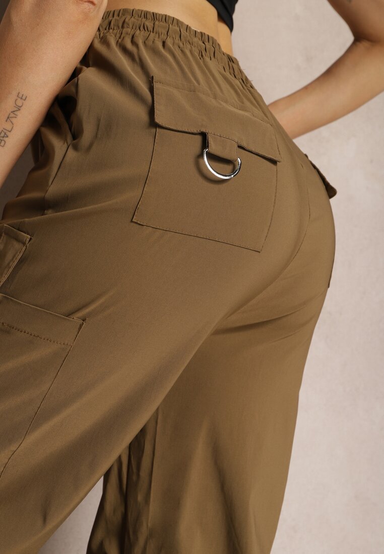 h&s Pantaloni Maro Largi Talie înaltă Stil cargo Cu elastic în talie Ellcara