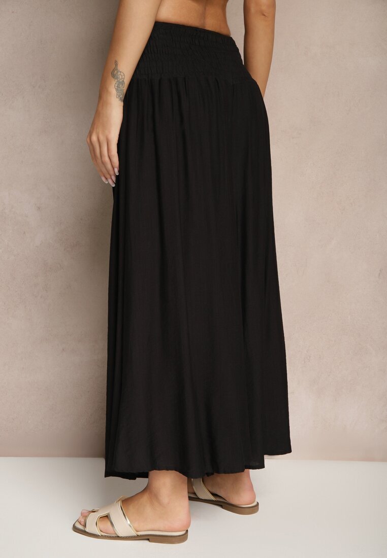 h&s Pantaloni Negri Culottes Largi High Waist cu Lungime 7/8 Ulanova