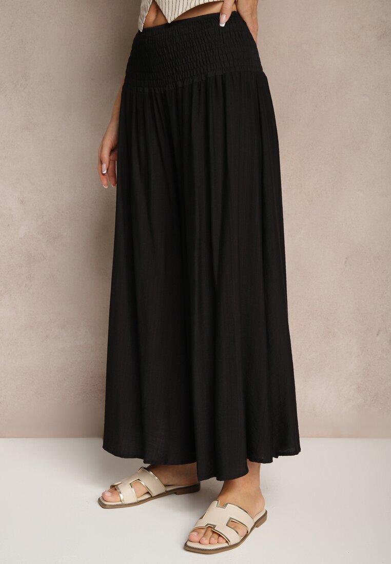 h&s Pantaloni Negri Culottes Largi High Waist cu Lungime 7/8 Ulanova