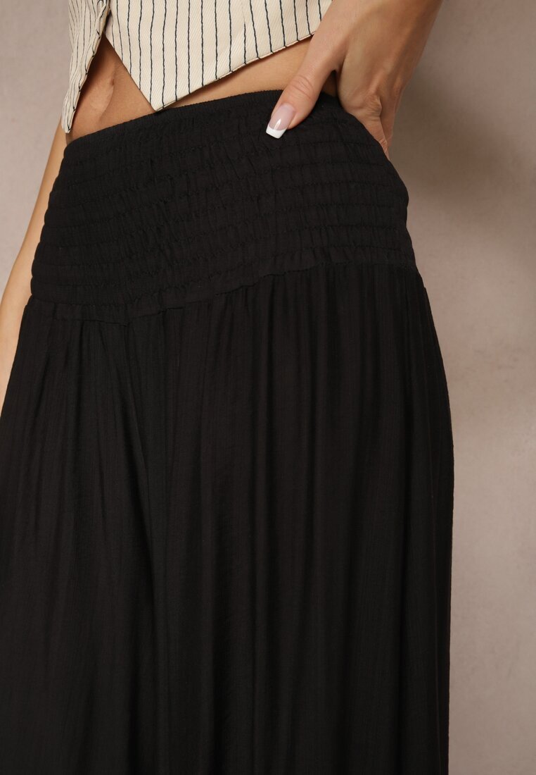 h&s Pantaloni Negri Culottes Largi High Waist cu Lungime 7/8 Ulanova