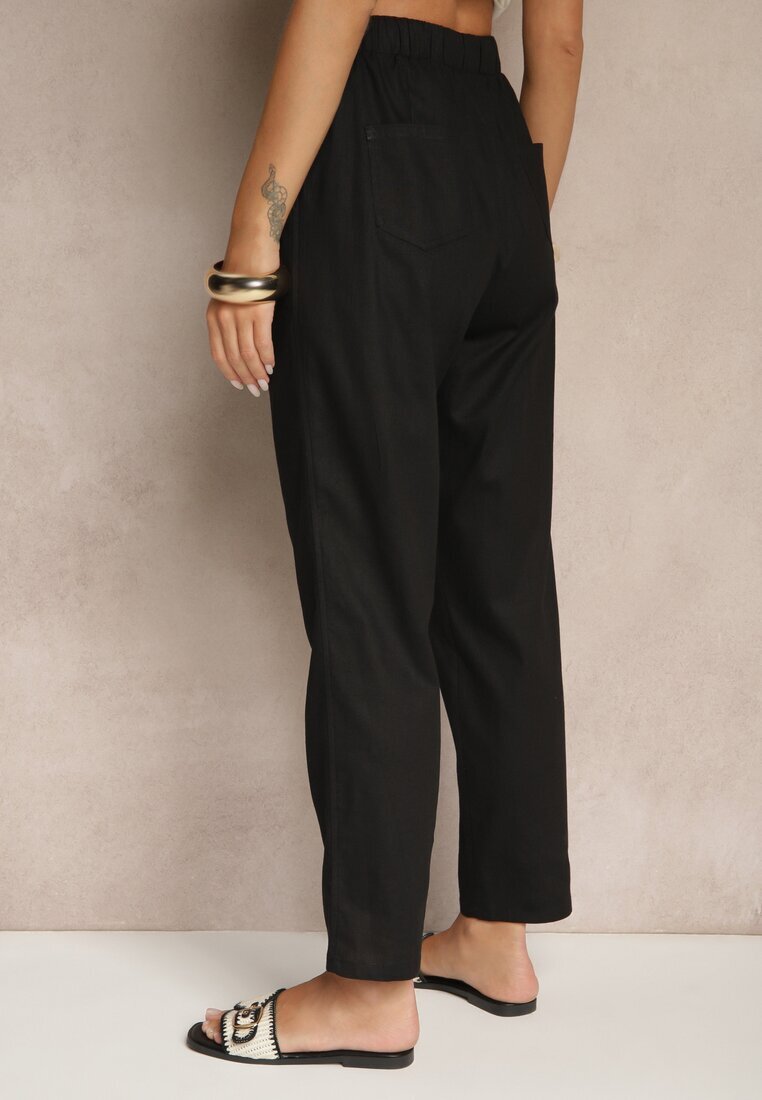h&s Pantaloni Negri din bumbac cu șnururi Fenarlia
