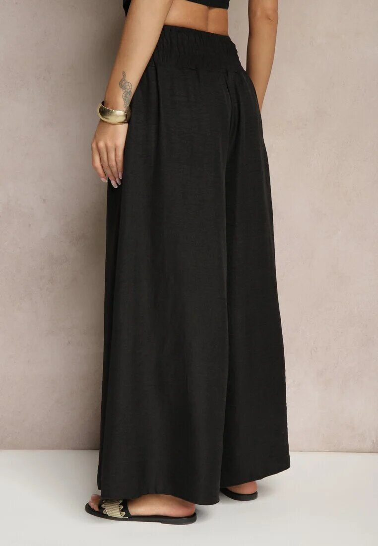 h&s Pantaloni negri largi High Waist cu gumă largă în talie Korissele