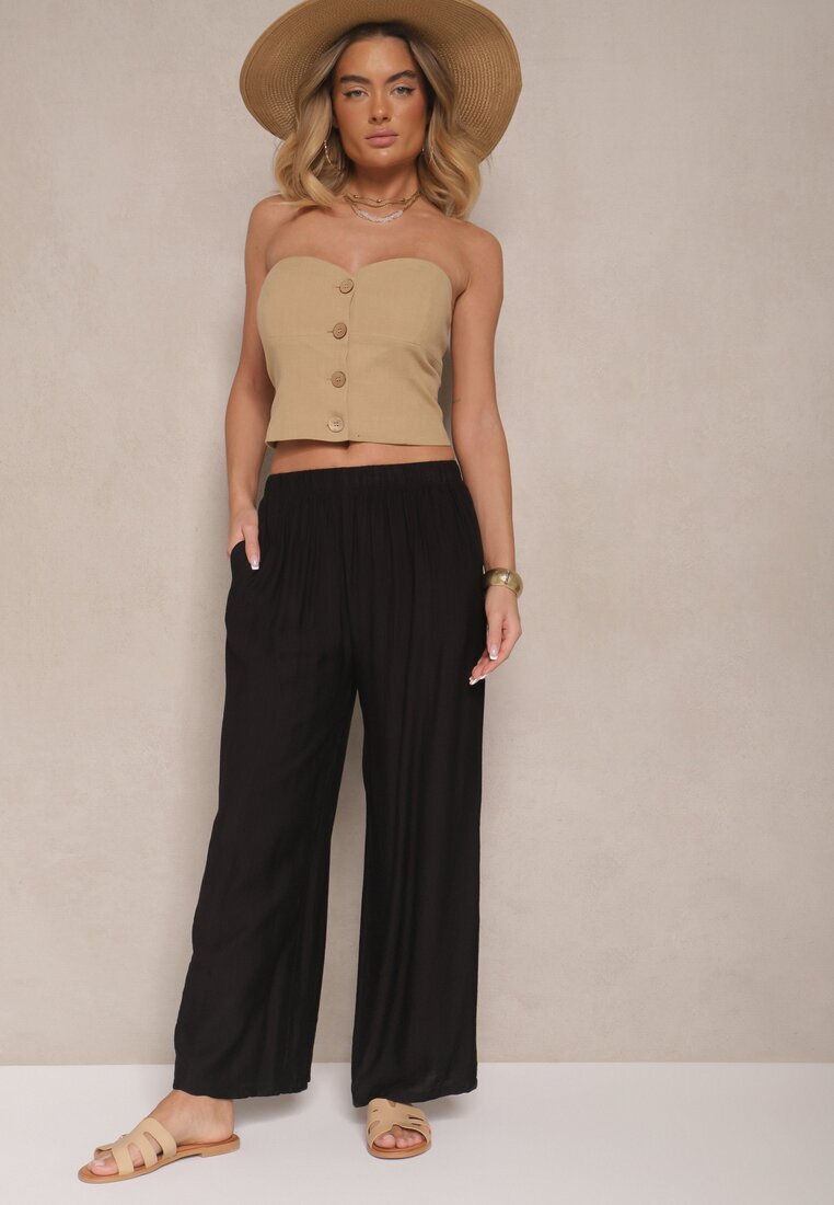h&s Pantaloni Negri Palazzo cu croi larg High Waist Lislevia