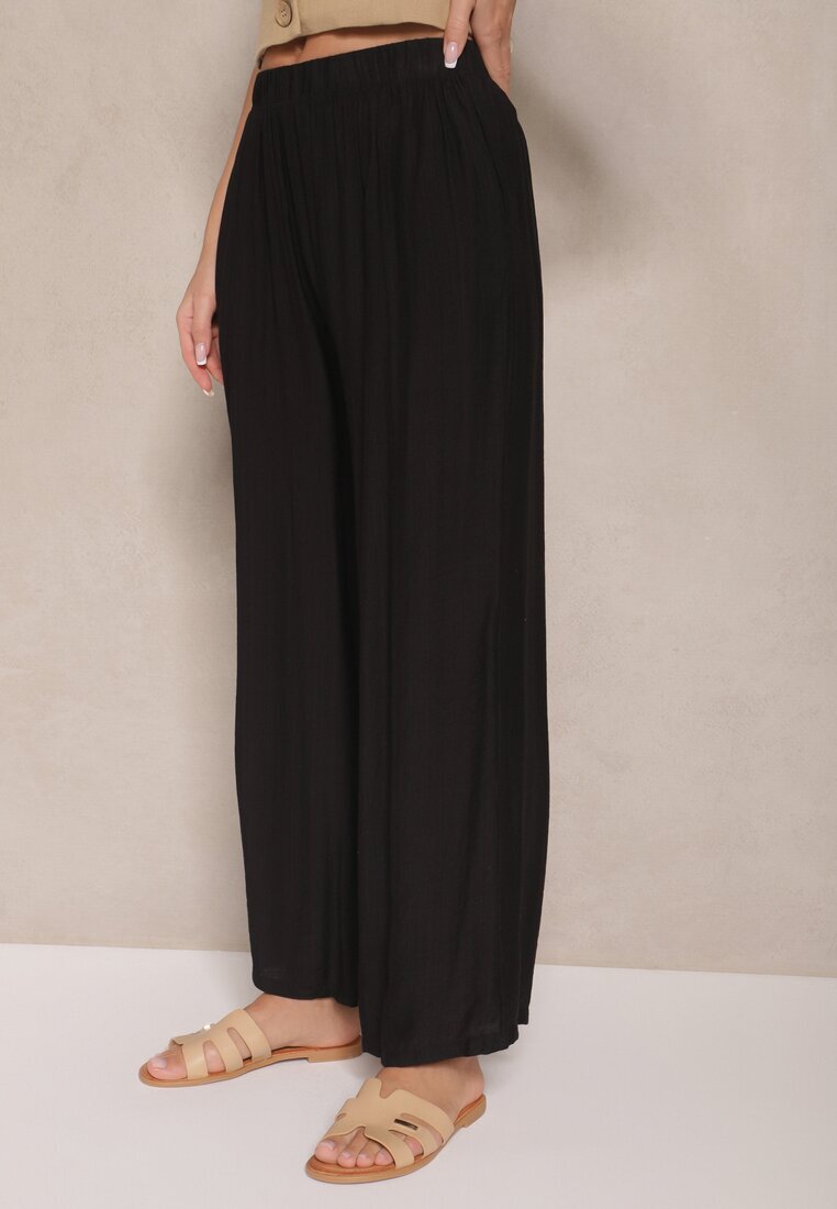 h&s Pantaloni Negri Palazzo cu croi larg High Waist Lislevia